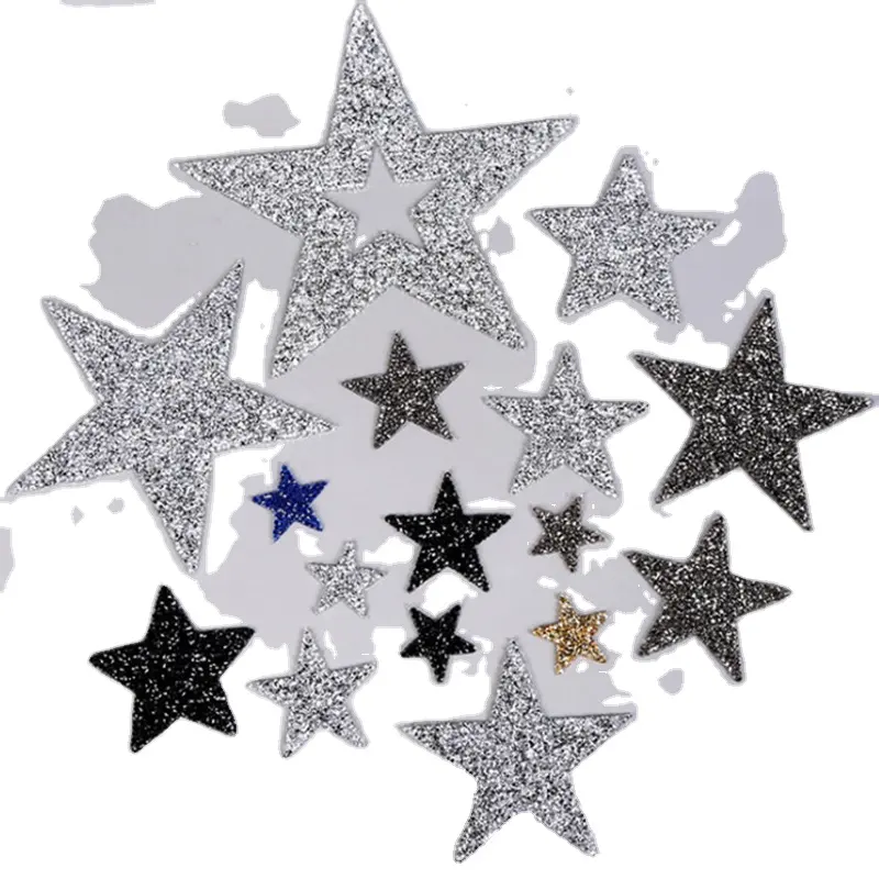 Patches de estrela de ouro de prata grande e pequena com strass brilhante, patches de estrela de cristal para chapéu e roupas, moda oca