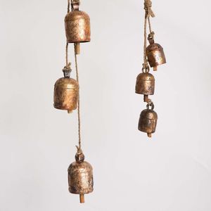 Wholesale Handcrafted Rustic Gold Christmas <b>Cow</b> <b>Bells</b> Vintage Metal Harmony <b>Bells</b> With Jute Rope Hanger for Farmhouse Holiday - Product Image 3