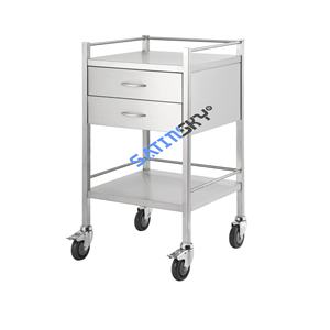 High Grade 304 Stainless Steel Medical Instruments <b>Trolley</b> with Sliding Basket Fully <b>Welded</b> Manual Power Source - Product Image 3