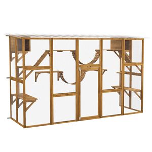 Yellow Catio <b>Cat</b> Window <b>Box</b> with Shelves Outdoor Enclosure for Multiple <b>Cats</b> Pet Cage - Product Image 1