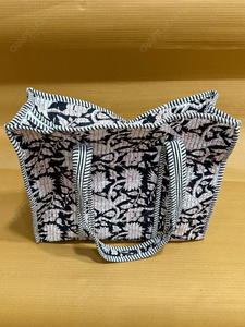 Handcrafted Quilted Black Floral Tote <b>Bag</b> Printed Fabric Shoulder Handbag <b>Lightweight</b> Everyday Carry Designer Shopping <b>Bag</b> - Product Image 5