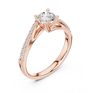 แหวนเพชรทรงกลมทองคำ 14K โรสโกลด์สำหรับผู้หญิง |   ชุดทำงาน |   เพชรที่เพิ่งเพาะเลี้ยง - Product Image 4