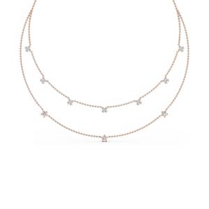Elegante Collar Floral de Dos Hilos con Diamantes Redondos Cultivados en Laboratorio de 1.79 CTW, Claridad VS+, Chapado en Oro Rosa de 9K - Product Image 2