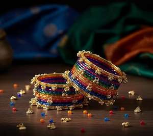 Highest Selling Viral Trendy Multicolor Golden Kashmiri Jhumki <b>Bangles</b> <b>Set</b> Bridal Wedding Party Wear Premium Wholesale Price - Product Image 3