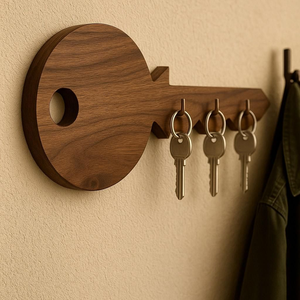 Porta Llaves Decorativo de Pared Rústico de Madera y Metal para el Hogar, con Ganchos para Colgar en la Pared - Product Image 4