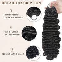 FH Cheveux Humains Bouclés Birmans Miracle Knot pour Crochet, Noir Naturel, Effet Plume, Tresses au Crochet, Vente Directe Usine