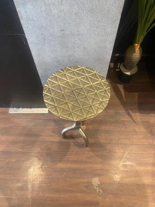 Designer Geometric Pattern Side Table Round Top Artistic Surface Tripod Base Stable Support Compact Accent for Modern Interiors - Product Image 4