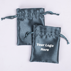 Luxury Packing Custom Logo Drawstring Satin Pouch Bag for Jewelry Storage Rectangular Shape with Elegant Design - Product Image 6