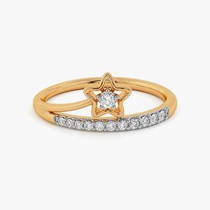 แหวนเพชรชุบเงิน NAVKAR DIAMONDS ดีไซน์รูปดาว เพชรทรงบริลเลียนท์ เพชรเพาะเลี้ยงในห้องปฏิบัติการ เครื่องประดับหมั้นสุดหรู โมอิสซาไนต์ - Product Image 2