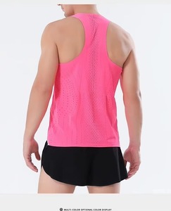 Mens Workout Lightweight Bonded Square Knitted Tank Top Breathable Sports Vest Polyester Quick Dry Marathon <b>Running</b> <b>Singlet</b> - Product Image 4