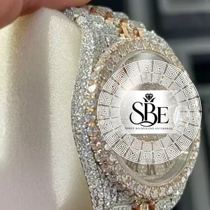 นาฬิกาข้อมือหรู Premier Quartz กระจกเคลือบสแตนเลสสตีลกันน้ำ ประดับเพชรโมอิสซาไนต์สี D ระดับความสะอาด VVS1 ทรงสี่เหลี่ยม ขนาด 20 มม. สไตล์ฮิปฮอป - Product Image 1