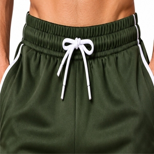 <b>Men</b> Gym <b>Shorts</b> Athletic Design Contrast Piping <b>Elastic</b> Waist White Contrast Trim <b>Elastic</b> <b>Waistband</b> Adjustable Drawstring Curved - Product Image 4