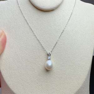 Colgante de Perla Redonda de Primera Calidad de 11-12 mm, Color Oro Miel, Impecable, con Perlas Reales, Cadena de Oro y Plata Natural, Regalo para Amantes de las Perlas - Product Image 3