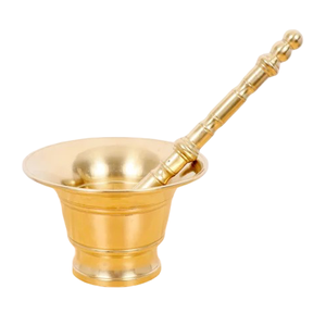 Mortier et pilon en laiton de haute qualité avec finition polie pour le broyage manuel du café et des épices, ustensile de cuisine en métal Imam Dasta - Product Image 5