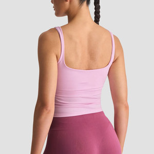 Cropped Sportswear Gym <b>Top</b> Sleeveless <b>Knitted</b> Polyester/Spandex Four Way Stretch <b>Ladies</b> Activewear Workout <b>Tank</b> <b>Top</b> Plain - Product Image 5