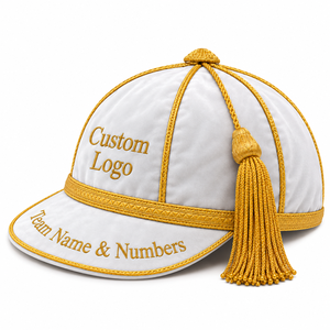 Servicio OEM, Gorras Deportivas Ajustables de Color Blanco para Clubes de Rugby, con Ribete Dorado y Borla, Gorras de Honor Estilo Inglés - Product Image 4