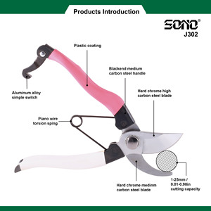 Sécateur manuel industriel SONO J302, lame en acier au carbone chromé, poignée antidérapante en métal, durable, pour bricolage - Product Image 2