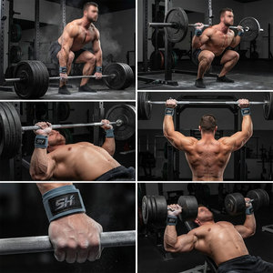 Bretelles de musculation bicolores pour hommes et femmes, avec étiquette personnalisée et logo brodé, prix de gros, bretelles de gym. - Product Image 6
