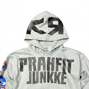 Sweat-shirt à capuche graphique vintage personnalisé, coupe oversize, effet vieilli, streetwear, en coton épais, style Y2K - Product Image 3