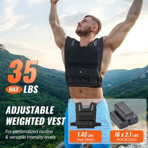 Gilet lesté réglable de 35 lb avec poids en fer et épaulettes réfléchissantes pour l'entraînement physique - Product Image 6