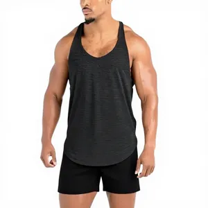 Men Solid Color Breathable Knitted Tank Top O-Neck Casual Gym Sport Polyester Lightweight <b>Running</b> <b>Singlet</b> - Product Image 4