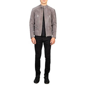 Professional Winter Manufacture Wholesale High Quality Customizable Grey <b>Suede</b> Biker <b>Jacket</b> Stand Collar Casual Motodbike <b>Jacket</b> - Product Image 6