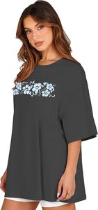 Camiseta de Algodón con Estampado Floral, Cuello Redondo, Manga Corta, Holgada y Transpirable para Mujer, Primavera/Verano - Product Image 6