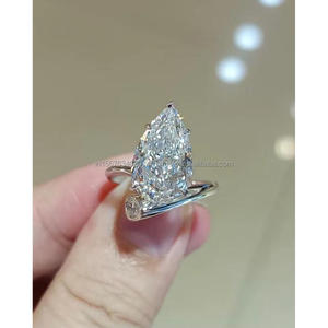 Igi/gia แล็บปลูกวินเทจ14K สีขาวทองแต่งงาน/หมั้นแหวนเพชรสำหรับทุกเพศของขวัญงานปาร์ตี้ครบรอบลูกแพร์ตัดเพชร - Product Image 4