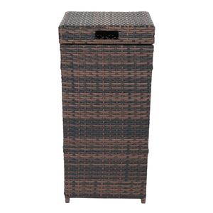 Cestino in Legno e Rattan con Coperchio Aperto e Struttura in Metallo, Capacità 240L per Uso Interno ed Esterno - Product Image 1