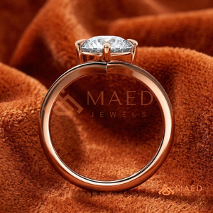 แหวนเพชรทรงกลมชุบทองคำชมพู 18K – แหวนวันครบรอบทรงโรแมนติกแบบโซลิแทร์ - Product Image 3
