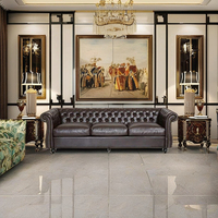 Blue Ocean Chesterfield Ecksofa-Set aus Echtem Leder, Konvertierbar, Ausziehbar, Verstellbar, Kühlend, Dreiteiliges Wohnzimmermöbel