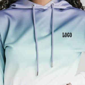 เสื้อฮู้ดดี้ผู้หญิงทรงโอเวอร์ไซส์แบบครอป ดีไซน์ไล่เฉดสี ปรับแต่งได้ในราคาถูกสำหรับผู้ซื้อจำนวนมาก สวมใส่สบาย ออกแบบตามสั่ง (OEM) - Product Image 1