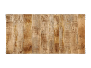 Table de salle à manger rectangulaire en bois de manguier massif, pliable, durable, écologique, de style industriel européen, avec pieds en bois noir naturel - Product Image 6