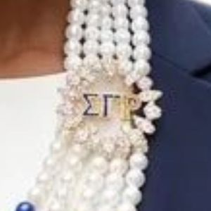 ชุดสร้อยคอไข่มุกสีน้ำเงินและสีทอง Sigma Gamma Rho เครื่องประดับสุดหรูสำหรับชมรมนักศึกษากรีก จี้แบบกำหนดเอง สร้อยคอประดับลูกปัด เครื่องประดับแฟชั่น - Product Image 6