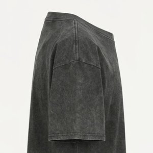 High Demands Custom Logo Men's Black <b>Acid</b> Wash T-shirts Cotton Short Sleeves Loose Quick Breathable <b>Drop</b> Shoulder Streetwear Men - Product Image 6