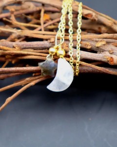 Collier Étoile en Pierre de Lune et Labradorite en Forme de Croissant, Bijou Céleste Doré, Pendentif Cristal de Guérison, Cadeau pour Femme, Bijoux Bohèmes - Product Image 2