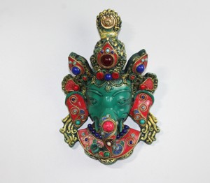 หน้ากากพระพิฆเนศเรซิ่นทำมือ งานศิลปะฮินดูตกแต่งบ้าน - Product Image 3