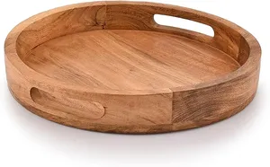 Plateau de rangement rectangulaire en bois, design minimaliste, à un seul niveau, pour table, facile à nettoyer, finition polie, compatible lave-vaisselle, grande capacité - Product Image 4