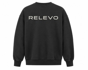 Sudadera de cuello redondo con diseño de gofre y color personalizado para hombre, de Relevo, de manga larga, para invierno, con logotipo frontal impreso digitalmente. - Product Image 3