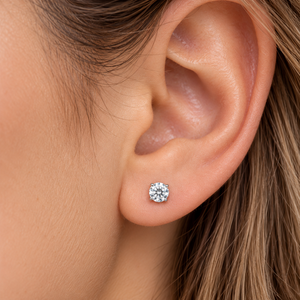 Boucles d'oreilles clous de luxe en argent sterling 92,5 plaqué rhodium avec zircon cubique rond pour femmes et jeunes filles – Bijoux raffinés éblouissants - Product Image 3