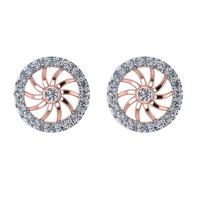 Boucles d'oreilles clous en or rose plaqué, diamants ronds taille brillant, diamants de laboratoire, bijoux de luxe pour femme, à porter au quotidien - Product Image 1