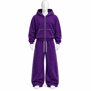 Women's <b>Pink</b> Hooded Tracksuit Set Star Print Loose <b>Sweatshirt</b> And Wide Leg Pants - Product Image 5