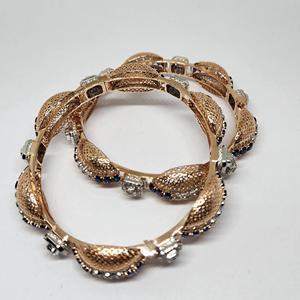 Elegant 14K Rose <b>Gold</b> 10.80 Ct Lab Grown Natural Diamond <b>Bangle</b> Blue Stone HI Color SI Purity IGI Certified Womens Ethnic - Product Image 6