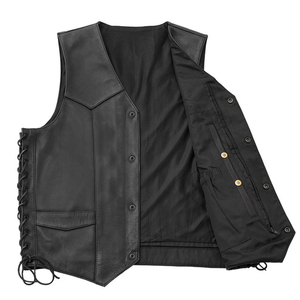 100% Genuine Cowhide <b>Leather</b> Vest Wholesale Custom Logo Breathable Outwear <b>Sleeveless</b> <b>Leather</b> Vest Waistcoat - Product Image 3