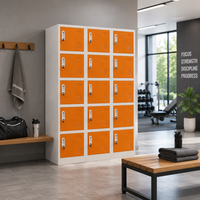 Casier métallique à 15 portes avec serrure à clé, casier multi-portes pour vestiaire de salle de sport, casier de plage, casier scolaire, casier métallique verrouillable pour personnel