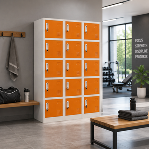 15-door Steel Locker <strong>Cabinet</strong> with Key Lock Multi-door Gym Changing Room Beach Locker School Staff Locking <strong>Metal</strong> Closet Locker - Product Image 2