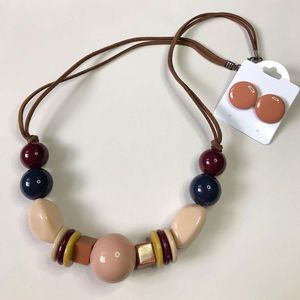<b>Resin</b> Beaded Necklace With Brown Cord And Colorful Round Beads Fashion Jewelry For Women <b>Resin</b> <b>Crafts</b> - Product Image 1