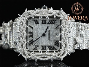 Reloj de Lujo de Acero Inoxidable Plateado Más Vendido con Incrustaciones de Diamantes Mossinate, Ideal para Quienes Aprecian la Fina Artesanía - Product Image 4