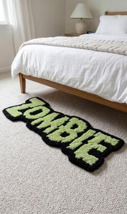 Alfombra Antideslizante de Lana con Diseño Geométrico de Terror Zombi, Hecha a Mano, Verde, Suave y Afelpada, para Decoración del Hogar - Product Image 2