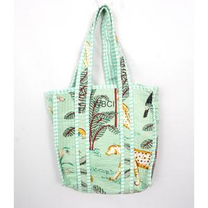 Sac fourre-tout matelassé en coton fait main, petit sac à bandoulière en coton floral, sac de shopping rayé pour le quotidien et les voyages - Product Image 1